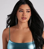 Fallin' For You Rhinestone Linear Earrings