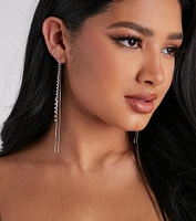 Fallin' For You Rhinestone Linear Earrings