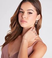 Dainty Radiance Rhinestone Leaf Drop Earrings