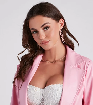 Love Rhinestone Statement Earrings