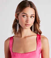 Elegant Shine Rhinestone Fringe Earrings
