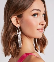 Elegant Shine Rhinestone Fringe Earrings