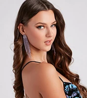 Pretty Glam Vibes Rhinestone Fringe Earrings