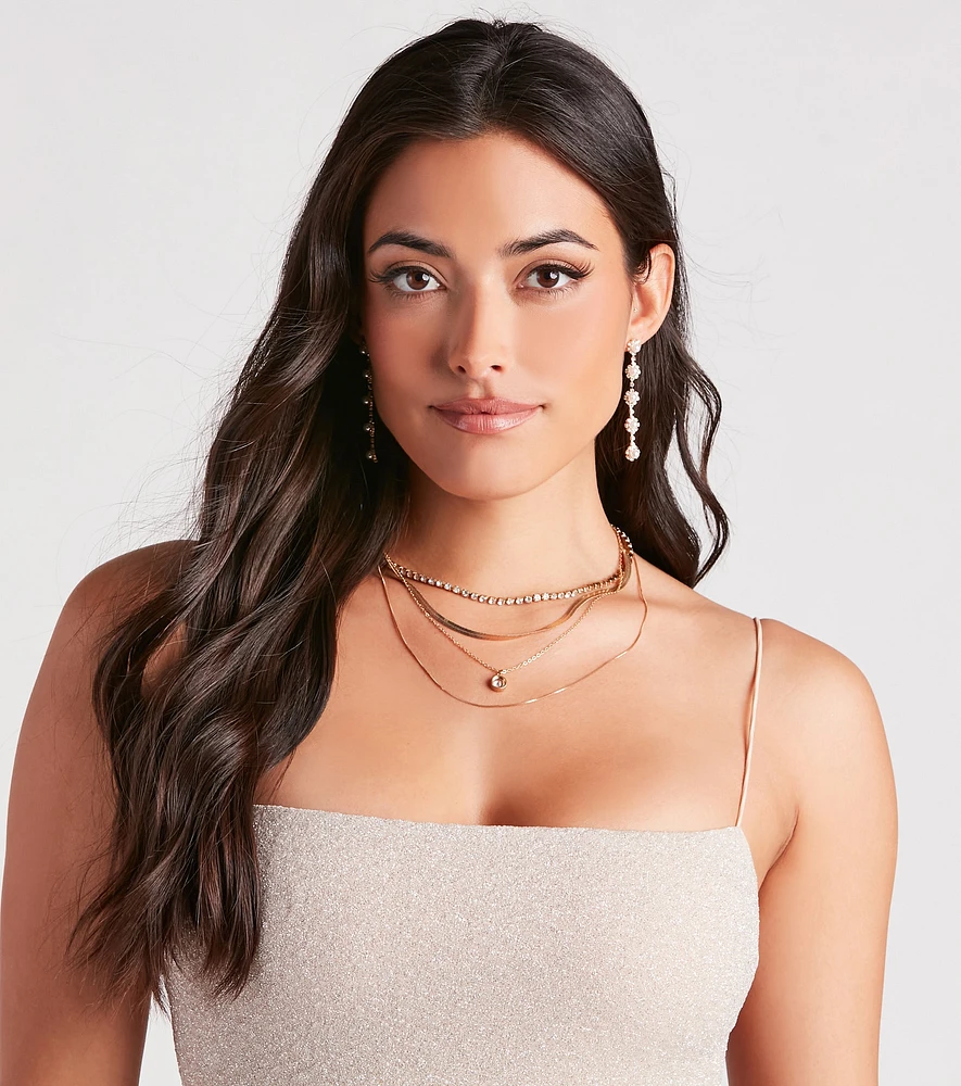 Floral Chic Rhinestone Pearl Duster Earrings