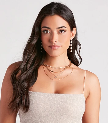 Floral Chic Rhinestone Pearl Duster Earrings