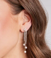 Pearl Of The Sea Rhinestone Earrings