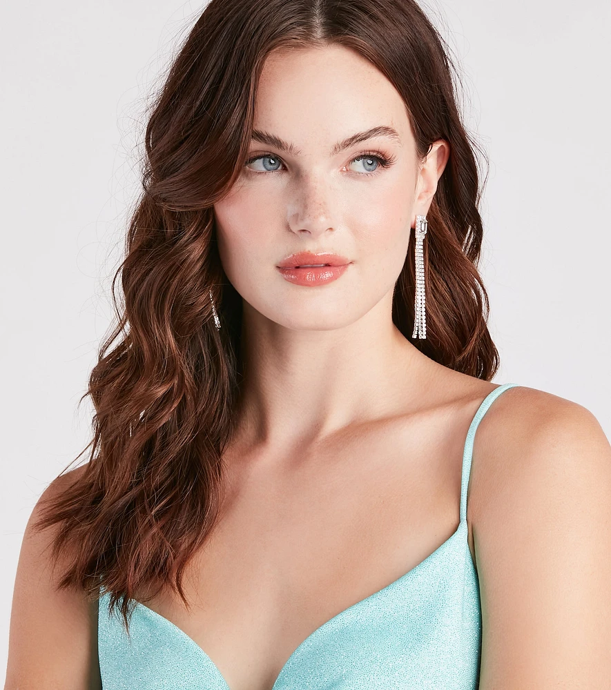 Glamorous Night Rhinestone Fringe Earrings