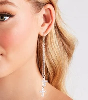 Trendy-Chic Cubic Zirconia Cross Charm Earrings
