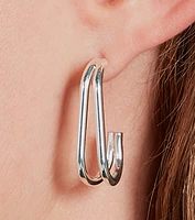 Gleaming Sterling Silver Plated Curved Hoop Earrings