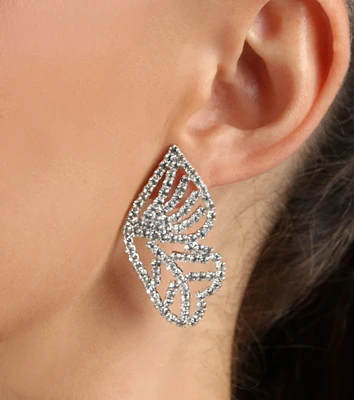 Make Me Flutter Rhinestone Butterfly Earrings