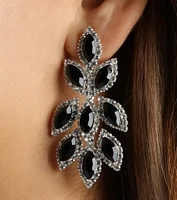 Feeling Lucky Rhinestone Leaf Duster Earrings