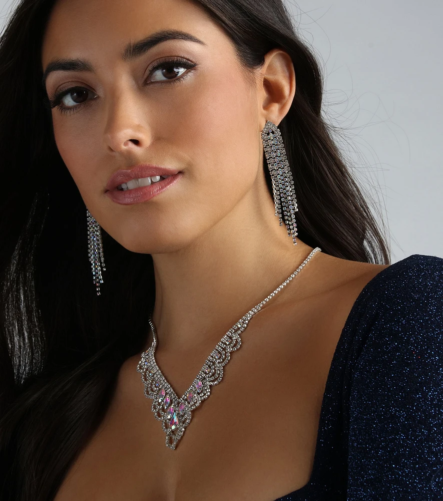 Touch Of Sparkle Iridescent Rhinestone Earrings