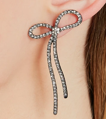 Glam Present Rhinestone Bow Earrings