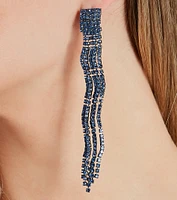 Just A Lil' Drama Rhinestone Fringe Earrings