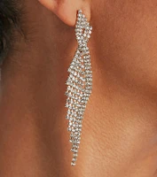 Glitzy Allure Rhinestone Twisted Fringe Earrings