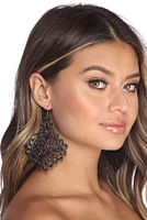 Filigree Gemstone Statement Earrings