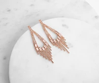 Rhinestone Fringe Chandelier Earrings