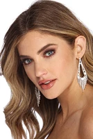 Rhinestone Fringe Chandelier Earrings