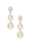 Iridescent Tear Drop Rhinestone Earrings