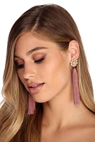 Bloom Rhinestones Tassel Earrings
