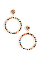 Glass Mosaic Gemstone Hoop Earrings