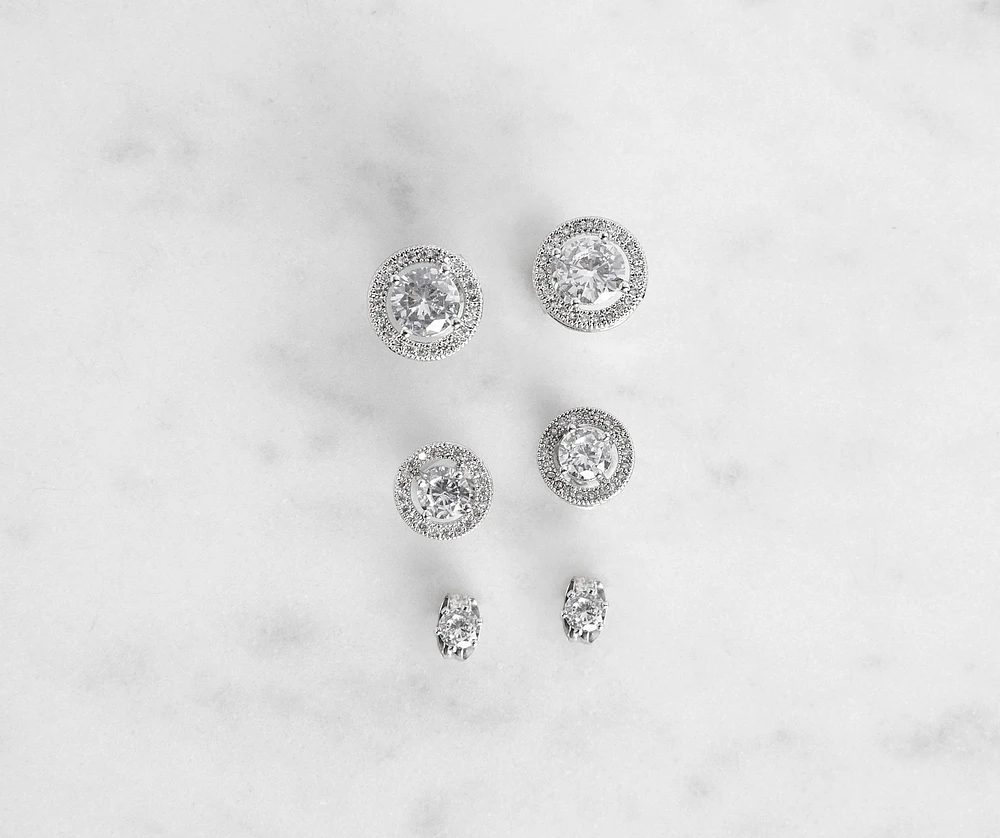 Cubic Zirconia Stud 3 Pack