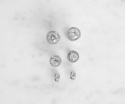 Cubic Zirconia Stud 3 Pack