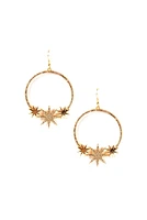 Rhinestone Starburst Hoop Earrings