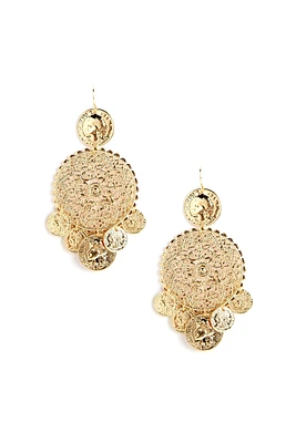 Metal Filigree Coin Duster Earrings