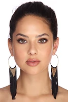 Beaded Long Fringe Earrings