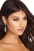 Iridescent Beaded Stone Duster Earrings