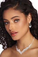 Scalloped Rhinestone Necklace & Earrings