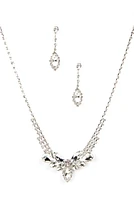 Rhinestone Leaf Necklace Set