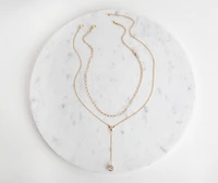 Layered In Lariat Rhinestone Necklace Set