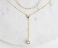 Layered In Lariat Rhinestone Necklace Set