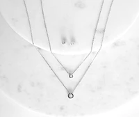 Cubic Zirconia Dainty Necklace And Studs Set