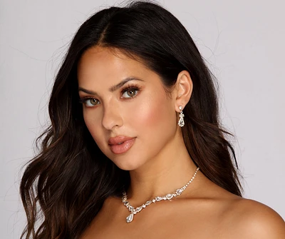 Rhinestone Teardrop Necklace And Dusters