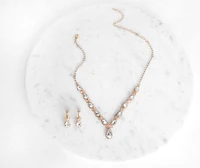 Rhinestone Teardrop Necklace And Dusters