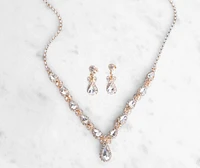 Rhinestone Teardrop Necklace And Dusters