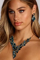 Gemstone Statement Necklace And Earring Set