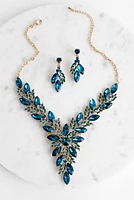Gemstone Statement Necklace And Earring Set