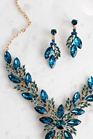 Gemstone Statement Necklace And Earring Set