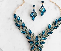 Gemstone Statement Necklace And Earring Set