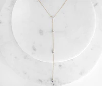 Long Tear Drop Cubic Zirconia Lariat