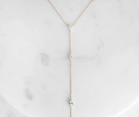 Long Tear Drop Cubic Zirconia Lariat