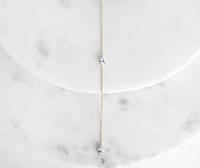Long Tear Drop Cubic Zirconia Lariat