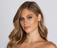 Rhinestone Drop Choker And Studs Set