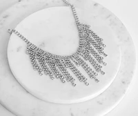 Boho Glam Rhinestone Fringe Choker Necklace