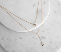 Cubic Zirconia Lariat Double Row Necklace