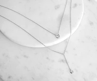 Cubic Zirconia Lariat Double Row Necklace